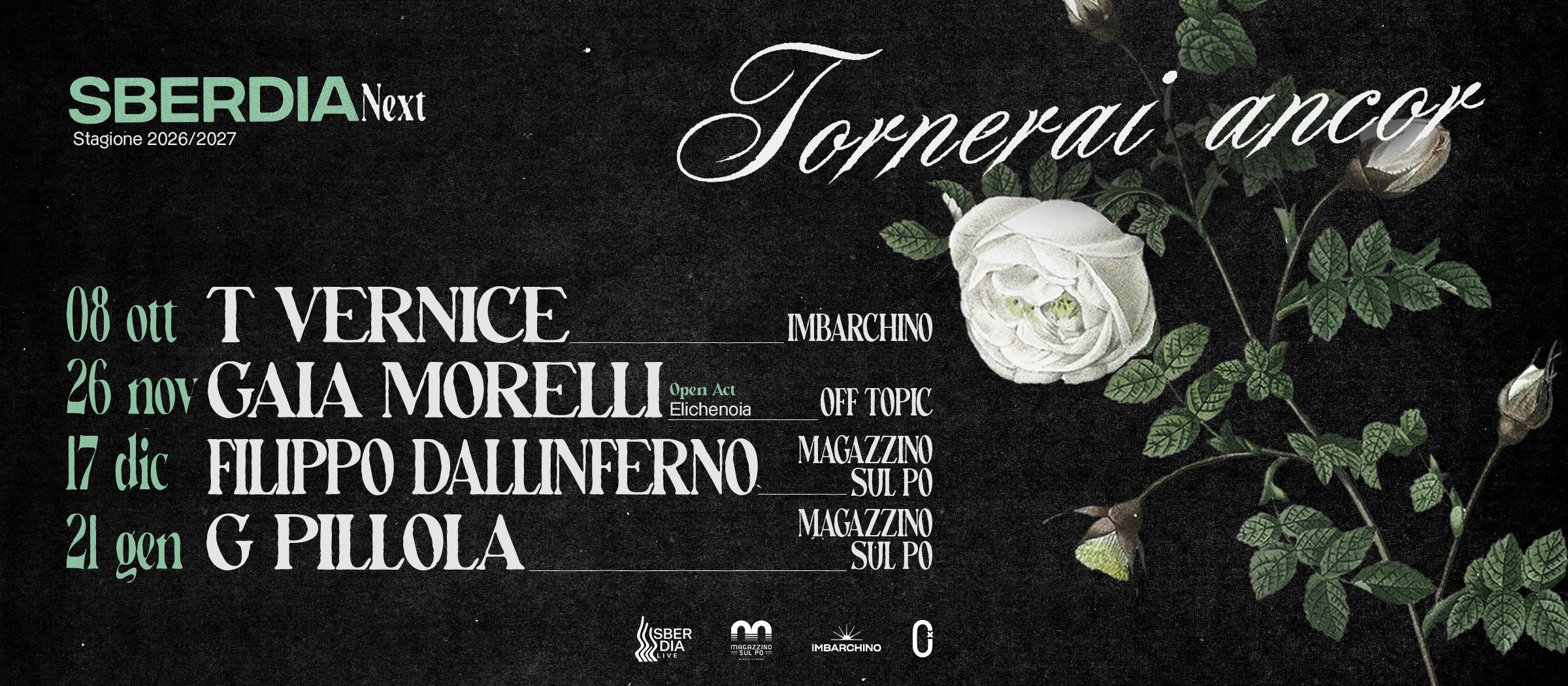 Calendario degli eventi: 26 Novembre Gaia Morelli – Ruvido, toccare – Release Party con elichenoia - Off Topic, Torino; 17 Dicembre Filippo Dallinferno - Magazzino sul Po, Torino; 21 Gennaio G Pillola - Magazzino sul Po, Torino.